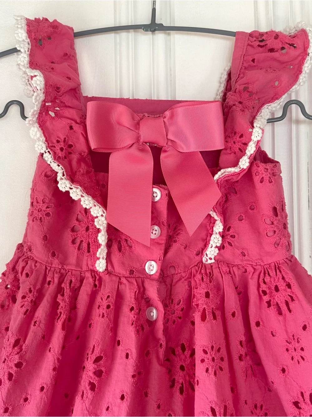 Kids 4T Eyelet Bow Dress in Pink by Blueberi Boulevard